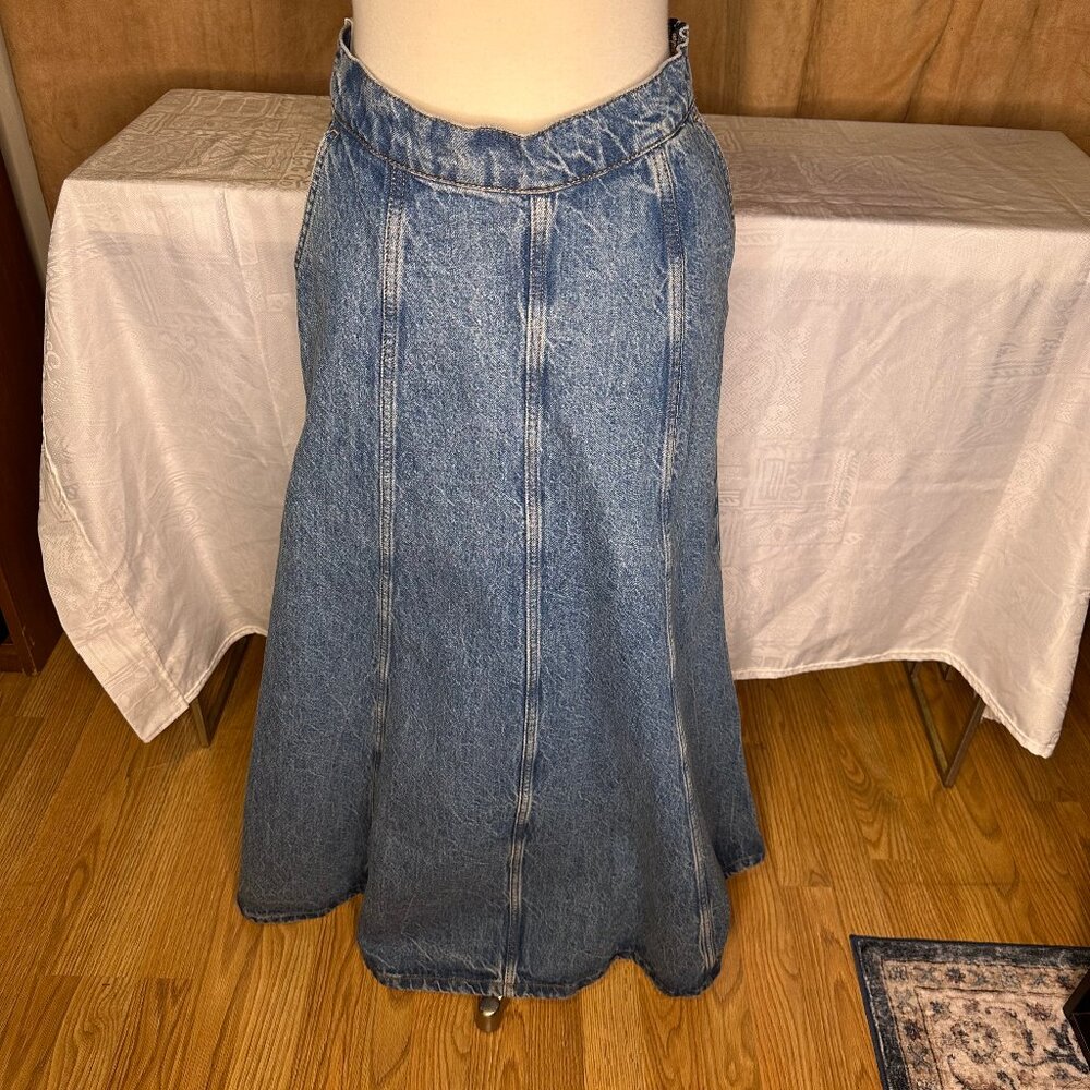 ZARA Denim A-Line Flared Maxi Skirt, Small
